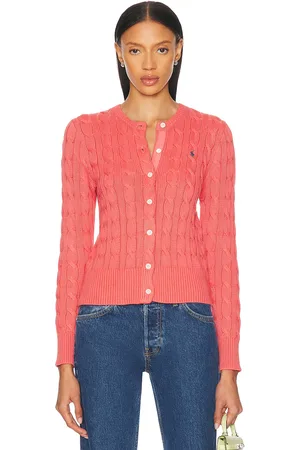Ralph Lauren Cotton Cardigan in Red,Coral
