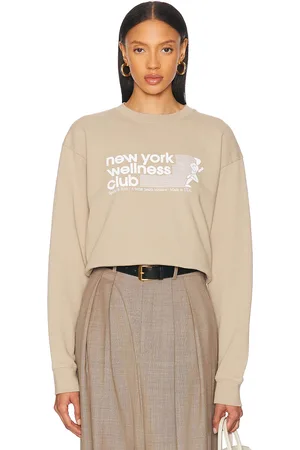 Sporty & Rich USA Wellness Club Crewneck Sweatshirt in Tan