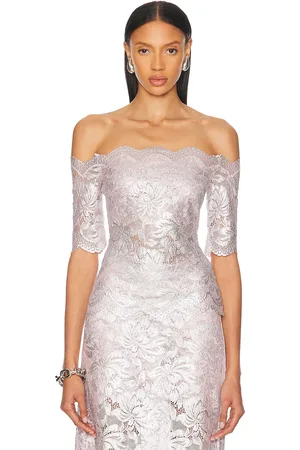 Paco rabanne Off Shoulder Lace Top in Blush