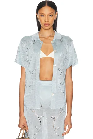 Calle Del Mar Ivy Short Sleeve Shirt in Baby Blue
