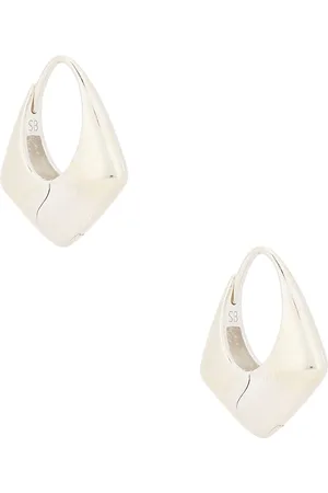 Sophie Buhai Large Pyramid Hoop Earrings in Metallic Silver