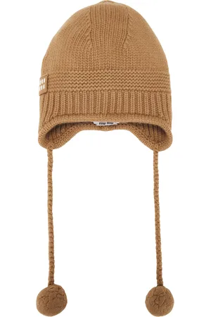 Miu Miu Pom Pom Beanie in Brown
