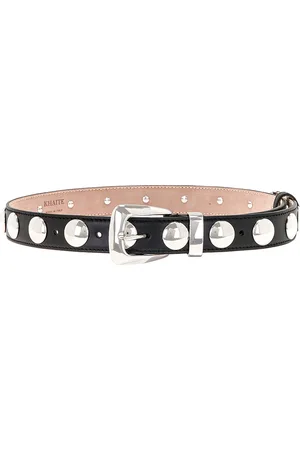 Khaite Benny Stud Silver Buckle Belt in