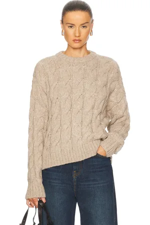 Jenni Kayne Cable Serena Crewneck Sweater in Taupe