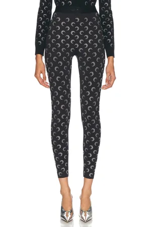 Marine Serre Moon Rhinestone Jersey Stirrup Legging in Black