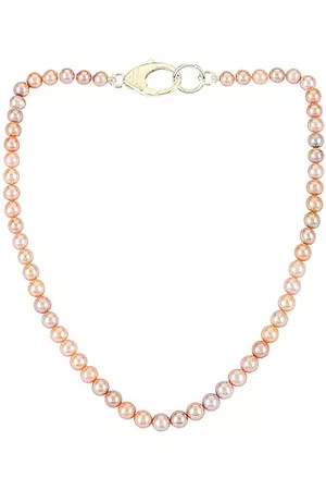 Color Blossom lariat necklace, pink gold, white mother-of-pearl