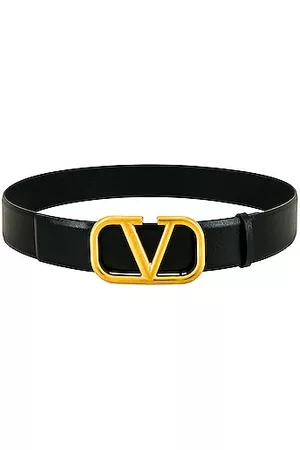 Valentino Garavani Men's Toile Iconographe Belt with Leather Detailing - Black - Belts