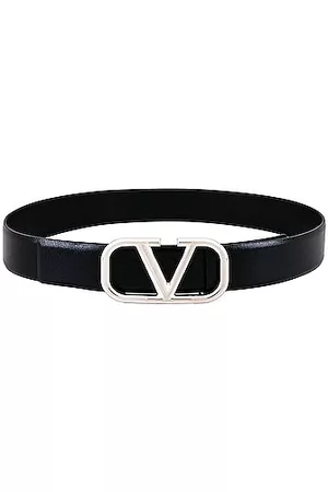 Valentino Garavani Men's Toile Iconographe Belt with Leather Detailing - Black - Belts