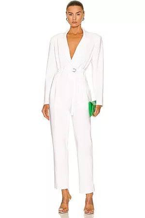 Norma Kamali Single Breasted Tapered Leg Jumpsuit in White