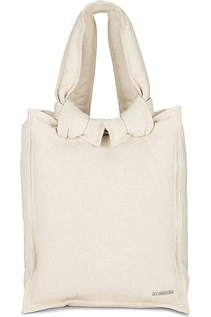 mytheresa Leather Trimmed Canvas Tote Bag in Neutrals - Toteme, Mytheresa