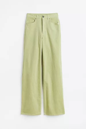 Dark Green Corduroy Wide Leg Pant  WOMEN Pants  Trenery