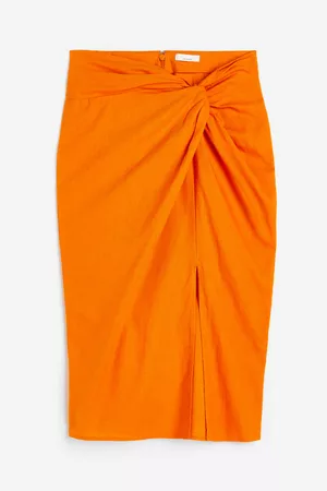 H&M Knot-detail linen-blend skirt