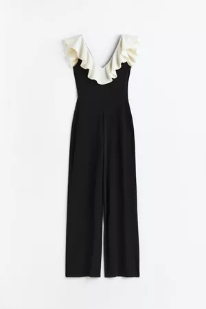 H&M Flounce-trimmed jumpsuit - Black