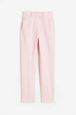 Cotton Straight Casual Cigarette Trouser Pant For Women baby Pink