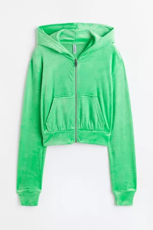 H&M Cropped velour zip-through hoodie