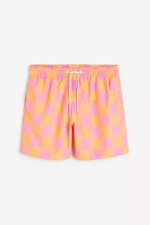 H&M Men Swim Shorts - Patterned swim shorts - Pink