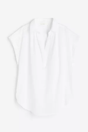 H&M Women Ethnic Blouses Halterneck - V-neck cotton blouse - White