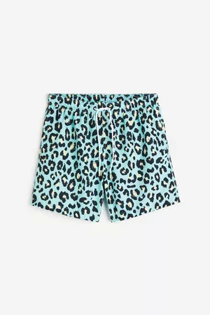 H&M Men Swim Shorts - Patterned swim shorts - Turquoise