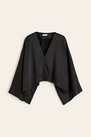 H&M Women Ethnic Blouses Halterneck - Cropped V-neck blouse - Black