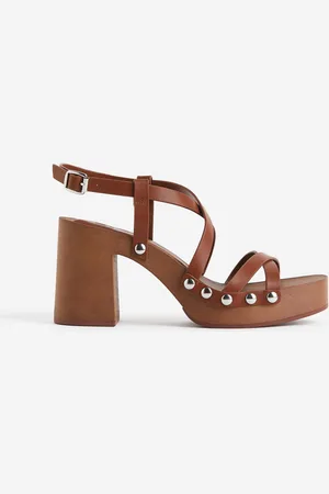 Wooden platform heel sandals hot sale