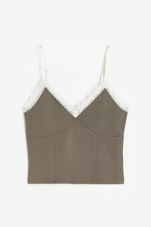 H&M Women Sexy Tops & bf tops - Lace-trimmed strappy top