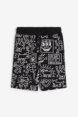 BAPE BLACK PRINTED SILK SHORTS –