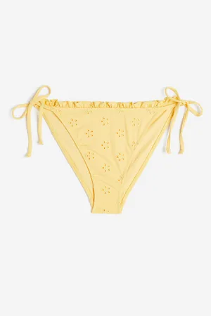 Ivory Rose Fuller Bust Mix And Match Reversible String Bikini Bottom In  Lemon And Polka Dot-Yellow for Women