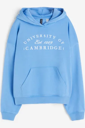 Pull&Bear 'Los Angeles' varsity back print oversized hoodie in blue