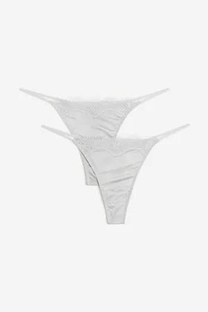 MAMA 5-pack Lace-trimmed Cotton Hipster Briefs - Gray melange
