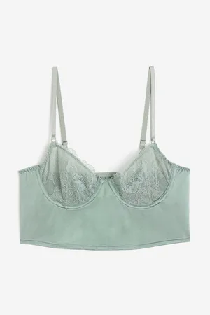 ASOS DESIGN Rose satin padded bra with bows in forest green