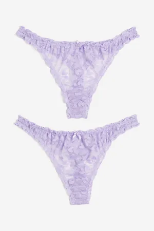 Figleaves Curve Opulence Sheer Embroidered High Waist Brazilian Brief In  Purple