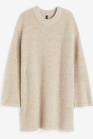 Taupe Ruched Crew Neck Oversized Sweatshirt Dress