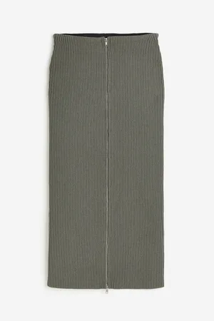 H&M Zip-front rib-knit skirt