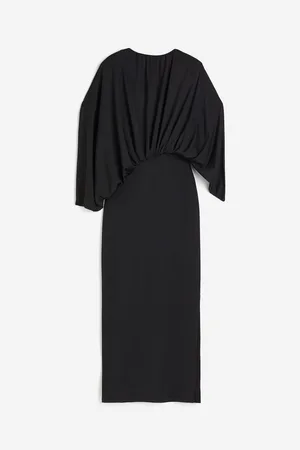 Draped shirt dress - Black - Ladies