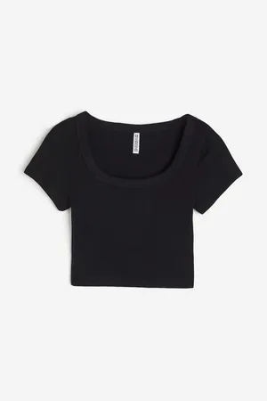 H&M Cropped ribbed T-shirt