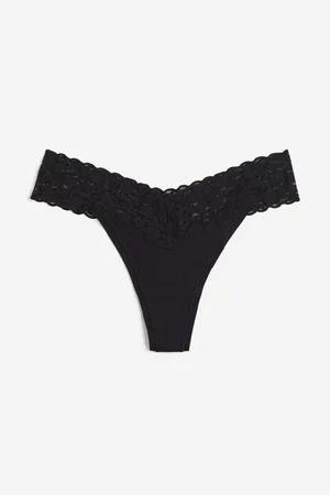 Calcinha Victorias Secret Bow Flocked Bikini Panty Black