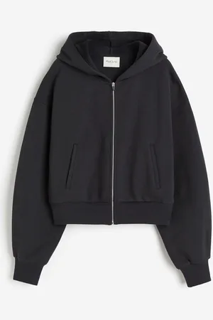 H&M Women Black Zip-through hoodie