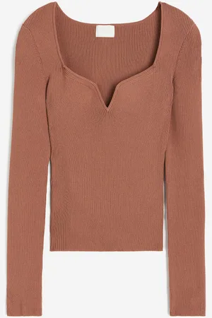 H&M Rib-knit sweetheart-neck top
