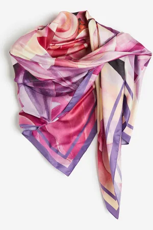 Frayed striped silk-twill scarf