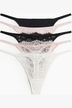 Thong in beige Lycra with embroidered tulle
