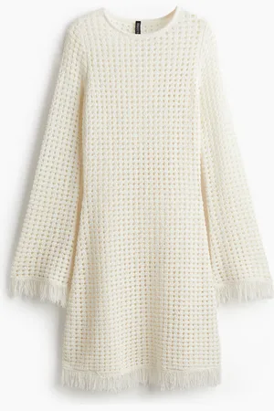 H&M Fringe-trimmed hole-knit dress