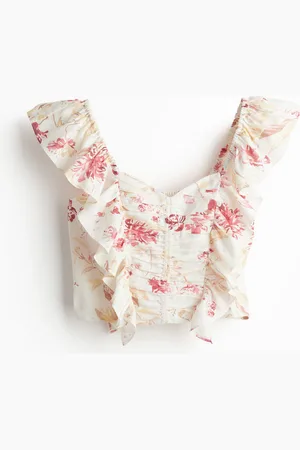 H&M Linen-blend cropped blouse