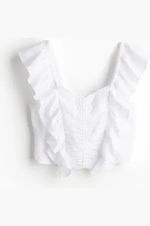 H&M Linen-blend cropped blouse