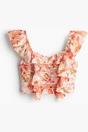 H&M Linen-blend cropped blouse
