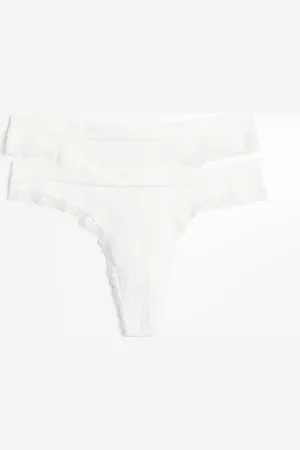 H&M 2-pack Seamless Lace-trimmed thong briefs