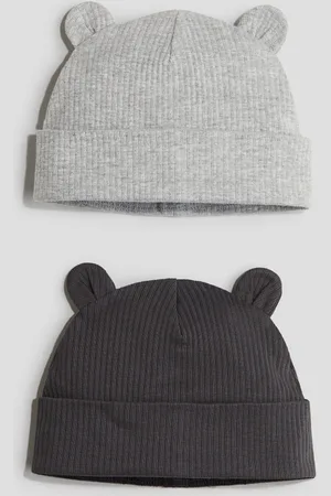 H&M 2-pack ribbed ear-detail beanies
