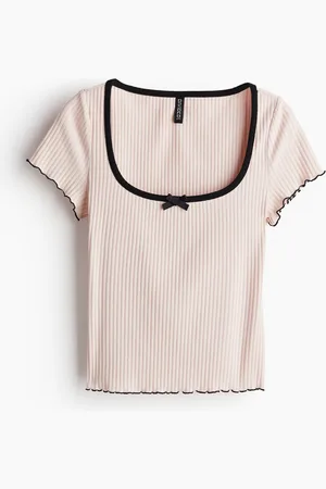 H&M Overlock-detail ribbed top