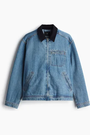 H&M Regular Fit Corduroy-collared denim jacket