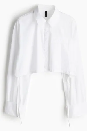 H&M Cropped drawstring-detail shirt