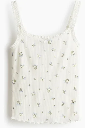 H&M Lace-trimmed jersey strappy top